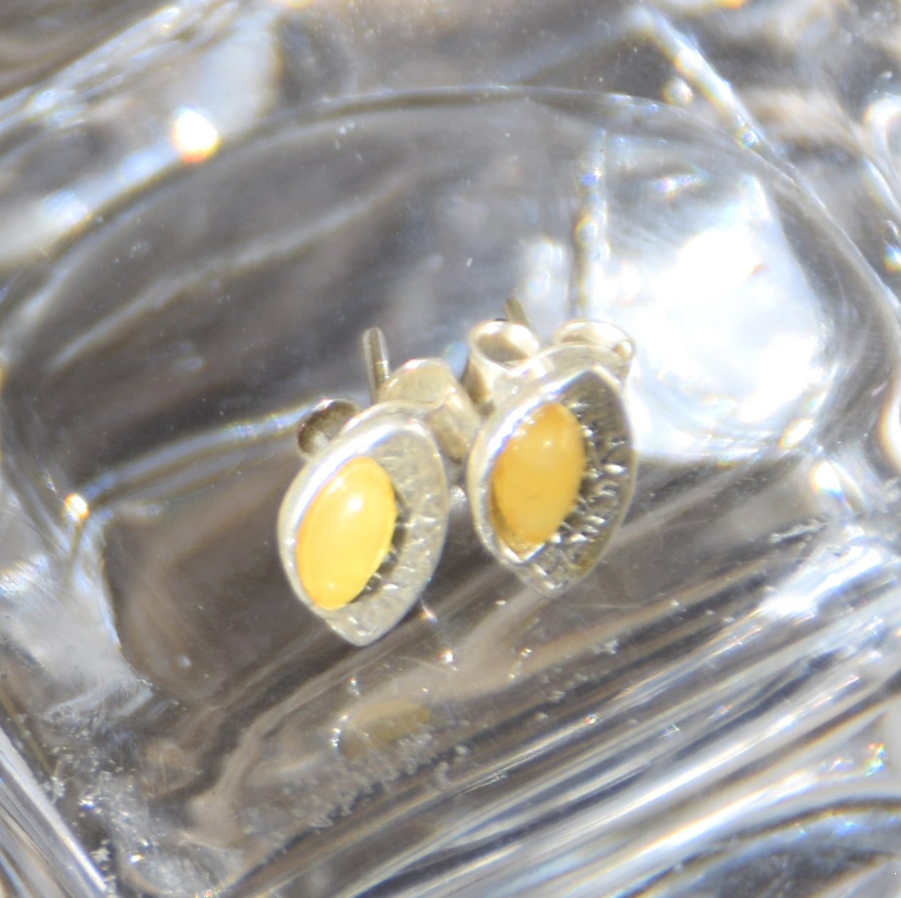 Delicate earrings made with natural Imperial Amber and 925 Silver, MJ Baltica, BK233