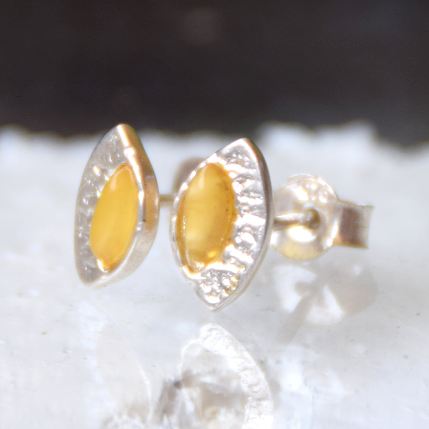 Delicate earrings made with natural Imperial Amber and 925 Silver, MJ Baltica, BK233