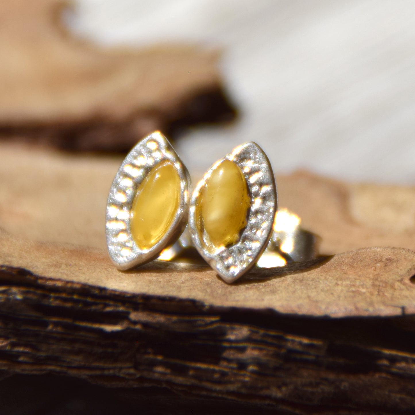 Delicate earrings made with natural Imperial Amber and 925 Silver, MJ Baltica, BK233
