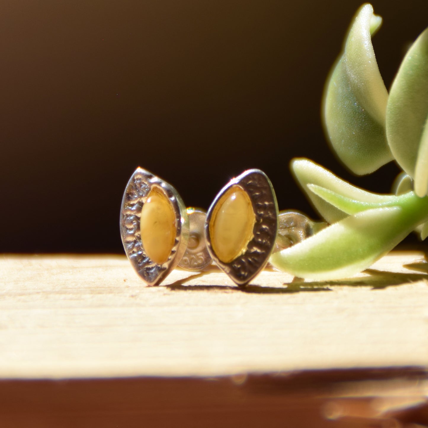 Delicate earrings made with natural Imperial Amber and 925 Silver, MJ Baltica, BK233