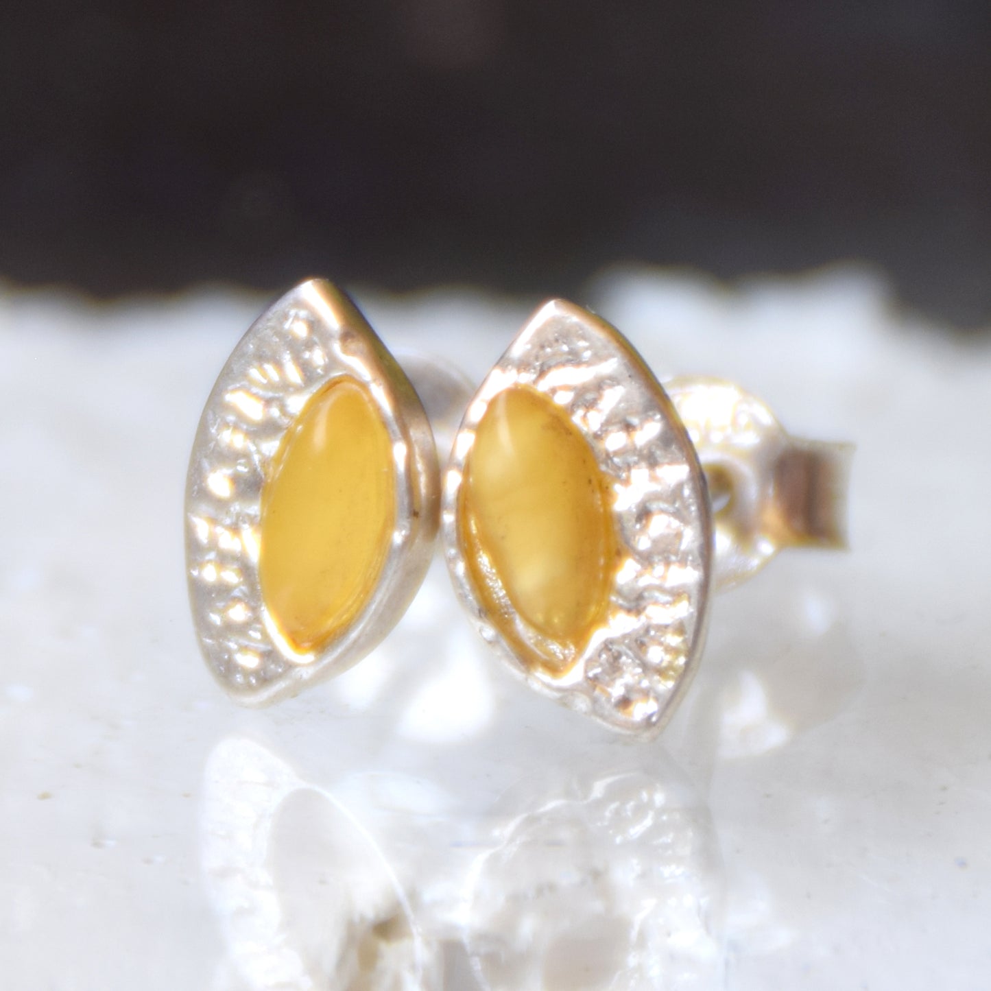 Delicate earrings made with natural Imperial Amber and 925 Silver, MJ Baltica, BK233