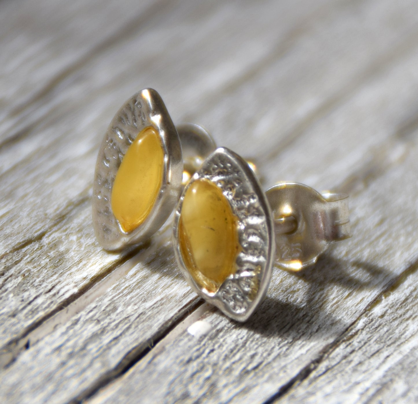 Delicate earrings made with natural Imperial Amber and 925 Silver, MJ Baltica, BK233