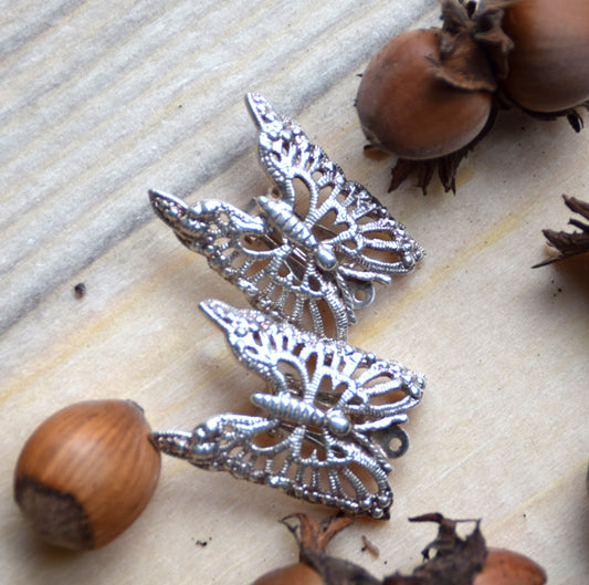 Grandi orecchini a lobo a clip con farfalla in Argento 925, MJ Baltica, BKK002