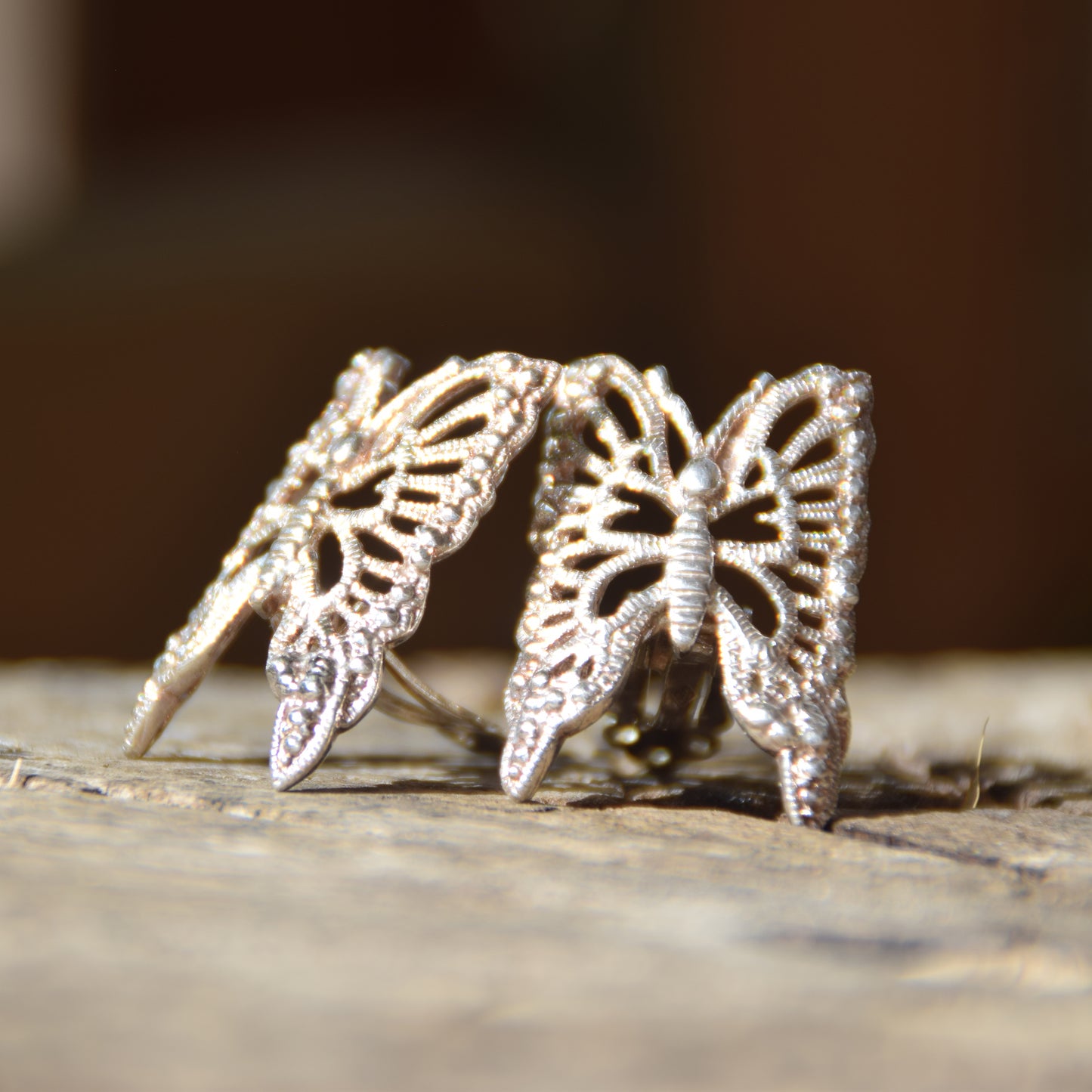 Grandi orecchini a lobo a clip con farfalla in Argento 925, MJ Baltica, BKK002