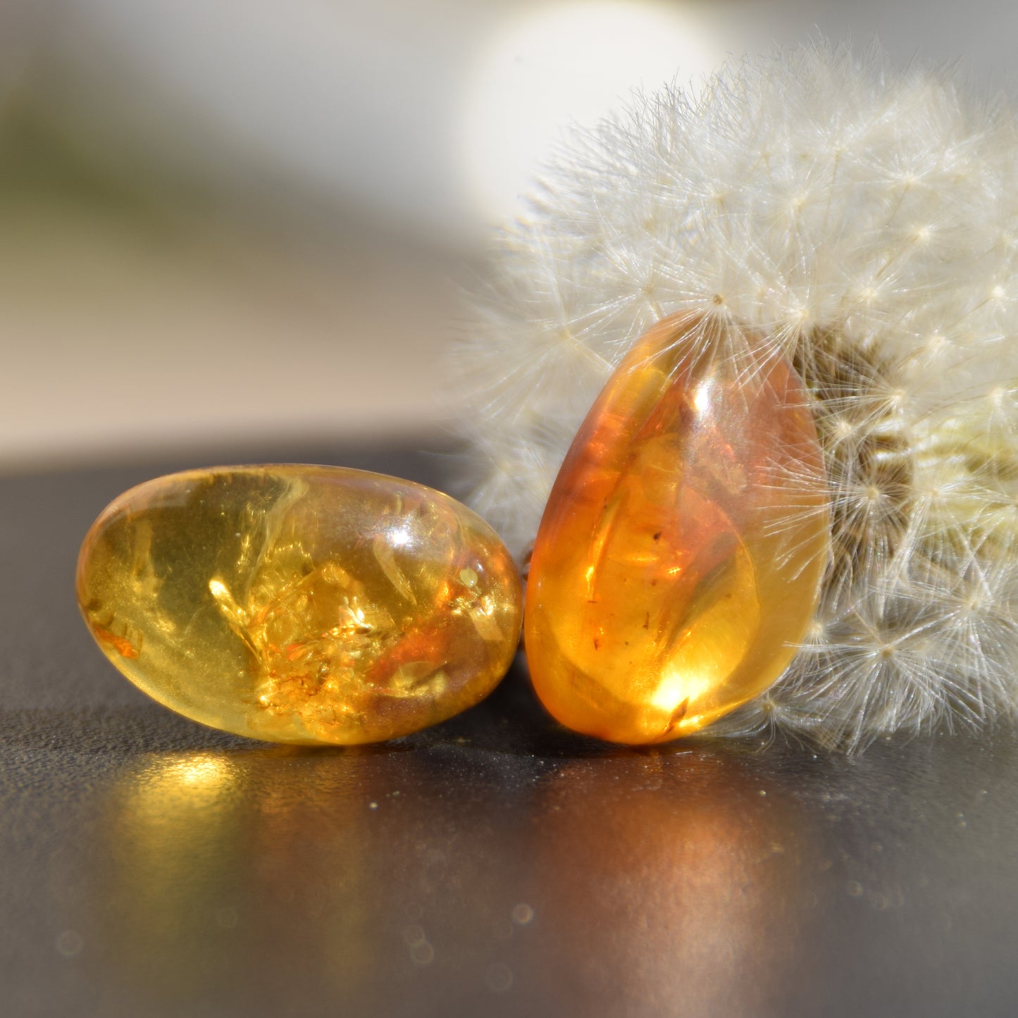 Orecchini a clip con Ambra naturale color oro grezza e Argento 925, MJ Baltica, BKK027