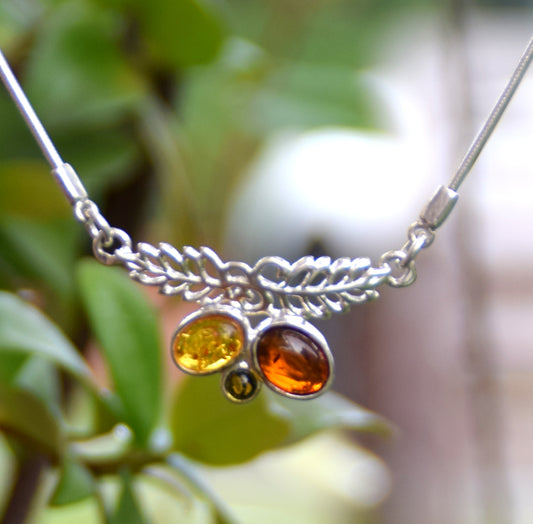 MJ Baltica, collana,, girocollo, Ambra naturale Baltica, Argento 925 artigianale BKo005