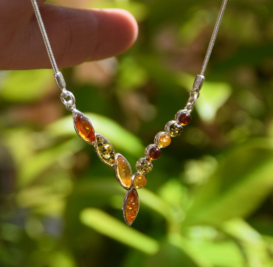 MJ Baltica, collana Ambra naturale Argento 925 artigianale BKo006