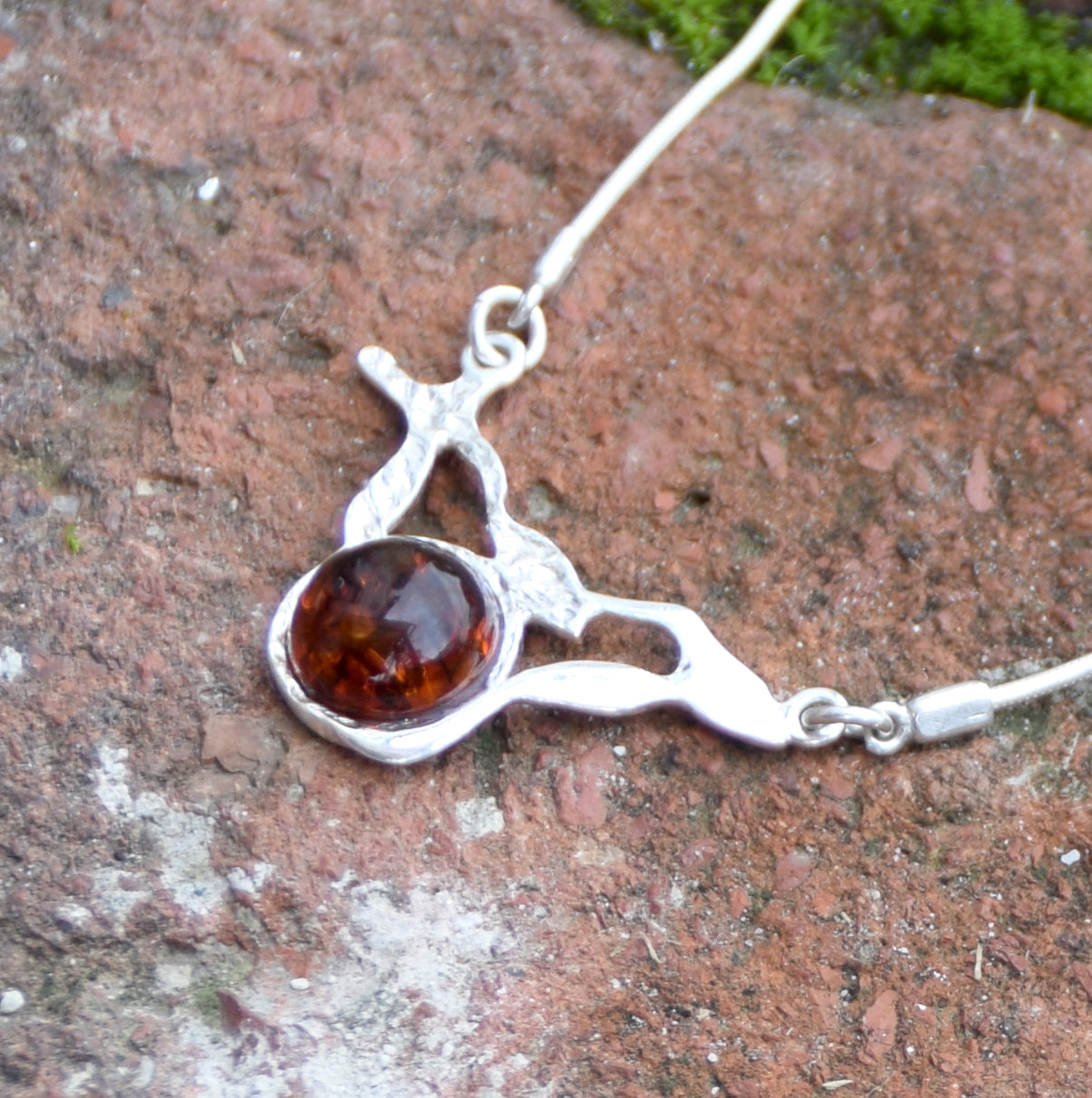 MJ Baltica necklace, choker, natural Baltic amber, Silver, sphere, handcrafted, abstract, 925 BKo009