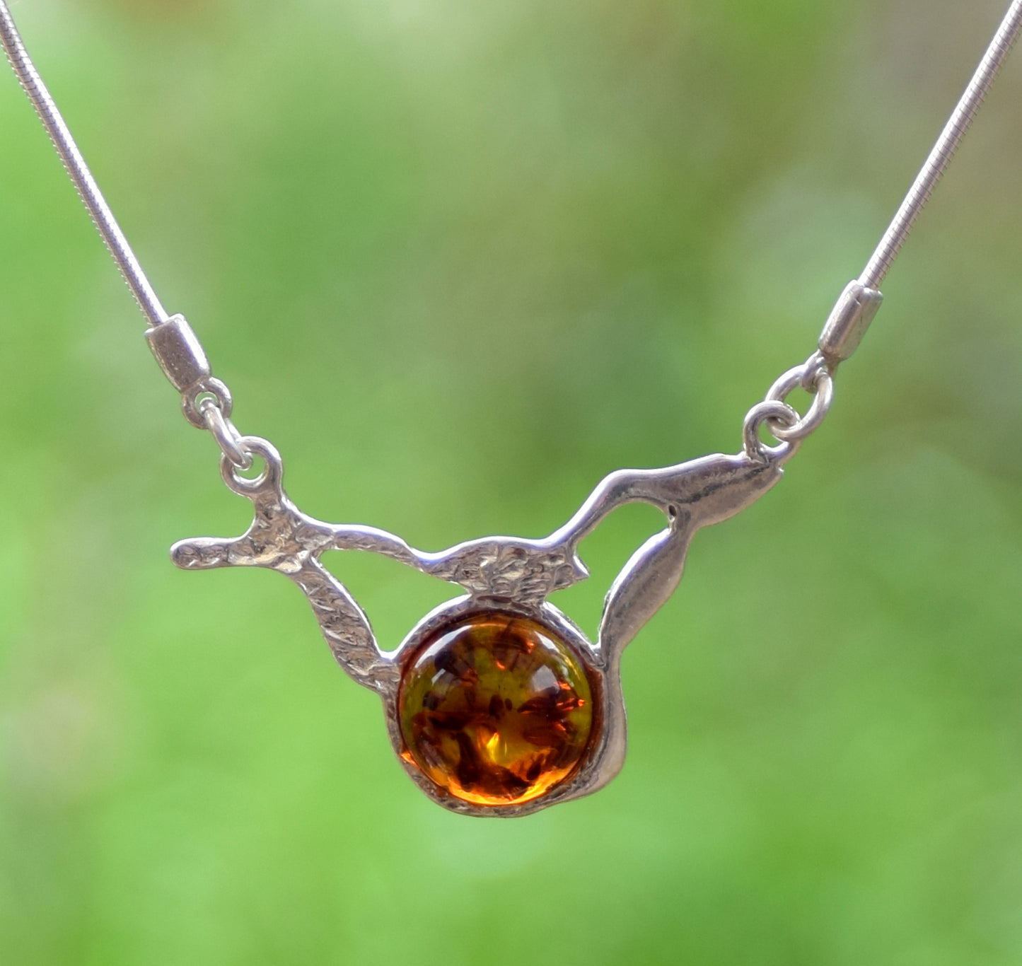 MJ Baltica necklace, choker, natural Baltic amber, Silver, sphere, handcrafted, abstract, 925 BKo009