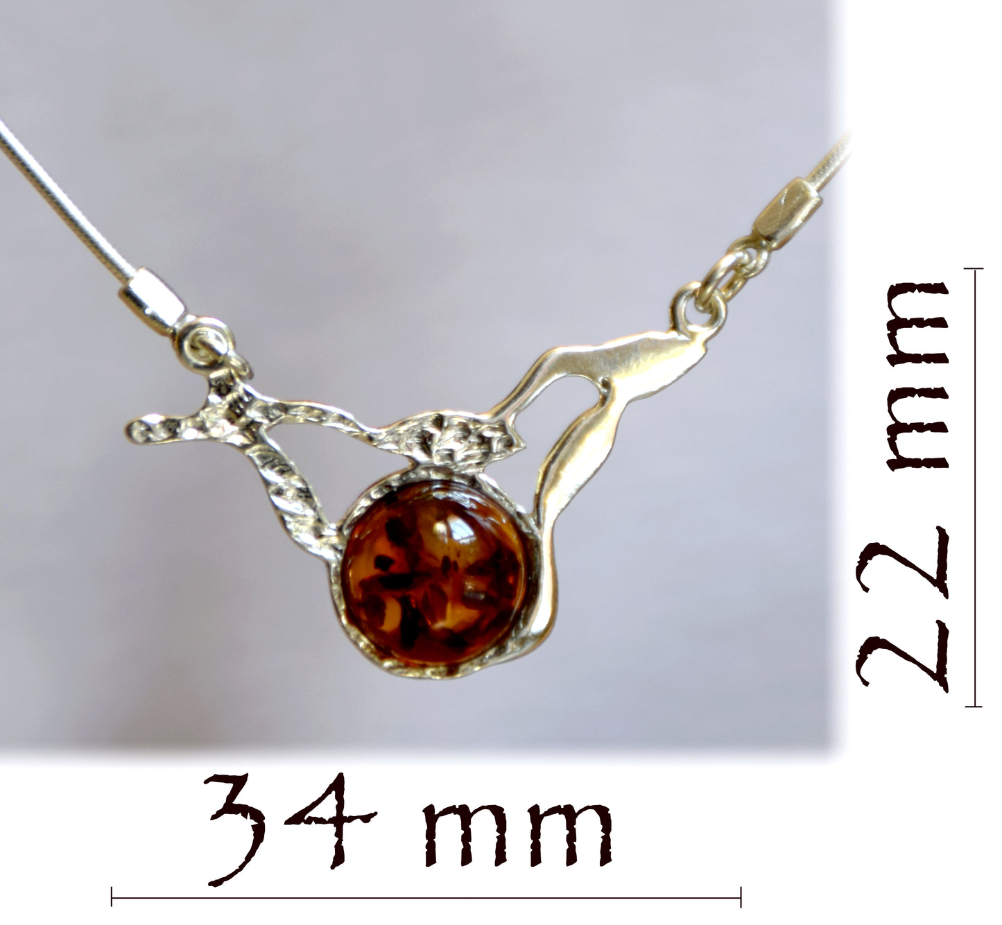 MJ Baltica necklace, choker, natural Baltic amber, Silver, sphere, handcrafted, abstract, 925 BKo009