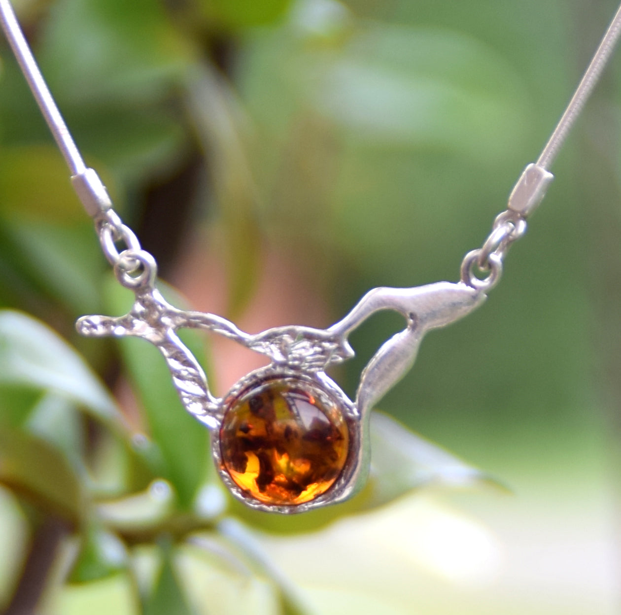 MJ Baltica necklace, choker, natural Baltic amber, Silver, sphere, handcrafted, abstract, 925 BKo009