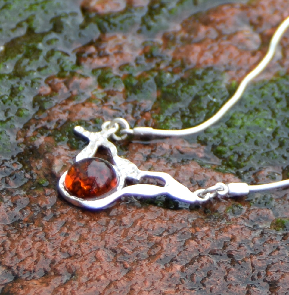 MJ Baltica necklace, choker, natural Baltic amber, Silver, sphere, handcrafted, abstract, 925 BKo009