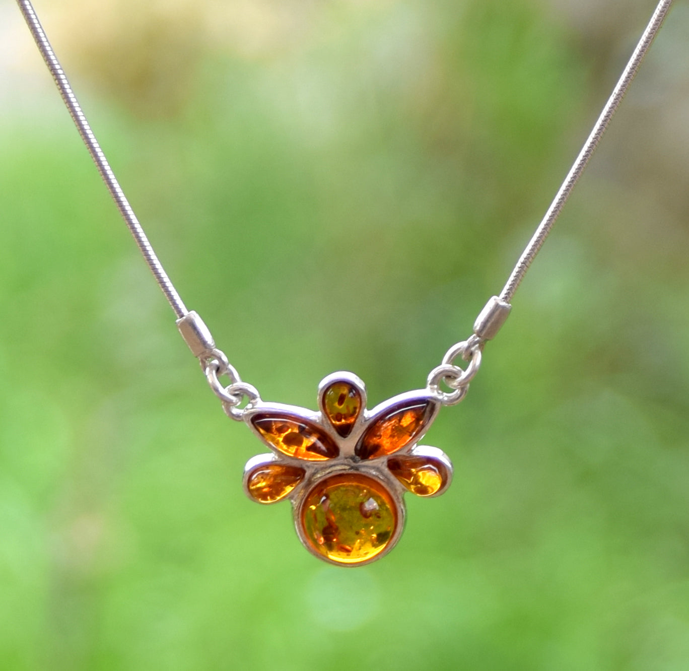 MJ Baltica, necklace, choker, natural Baltic amber, 925 silver, mosaic, BKo022