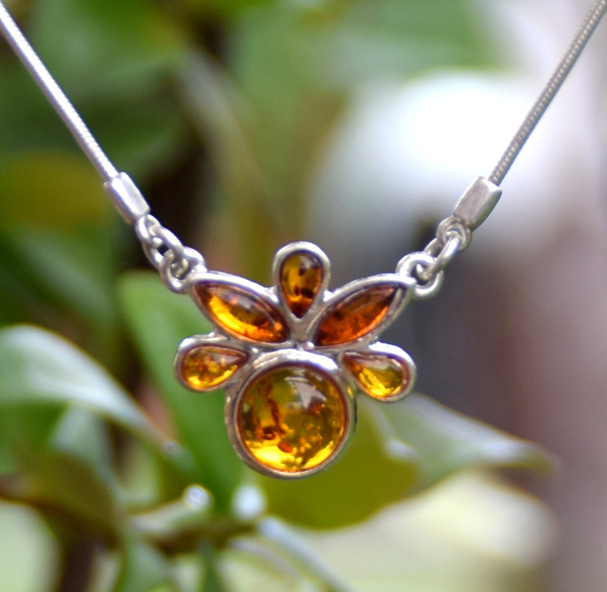 MJ Baltica, necklace, choker, natural Baltic amber, 925 silver, mosaic, BKo022