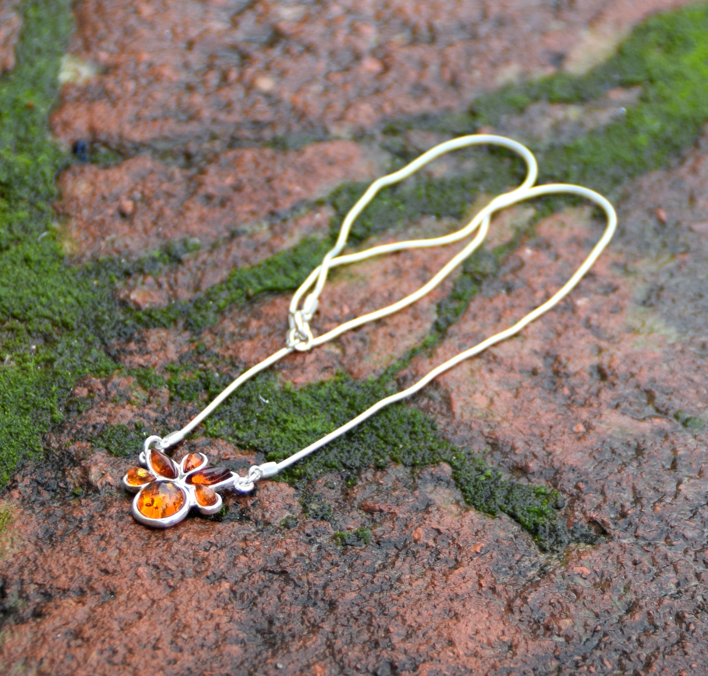 MJ Baltica, necklace, choker, natural Baltic amber, 925 silver, mosaic, BKo022