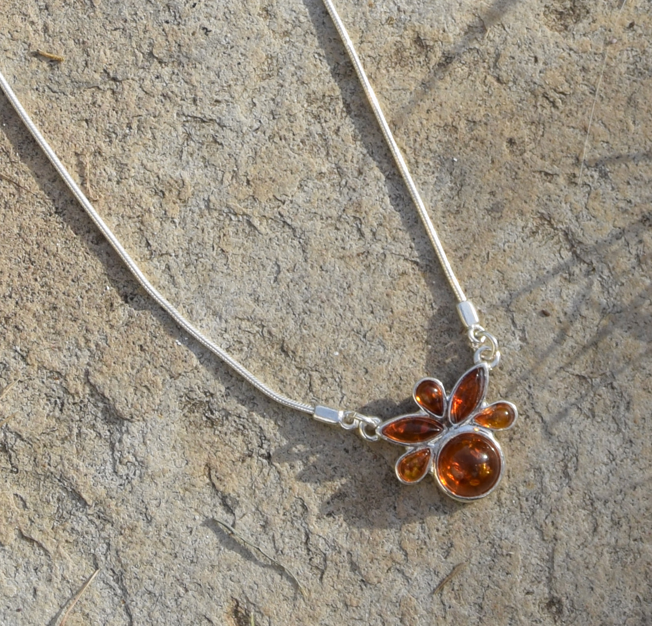 MJ Baltica, necklace, choker, natural Baltic amber, 925 silver, mosaic, BKo022