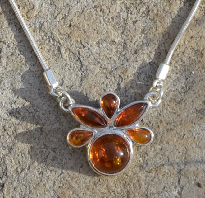 MJ Baltica, necklace, choker, natural Baltic amber, 925 silver, mosaic, BKo022