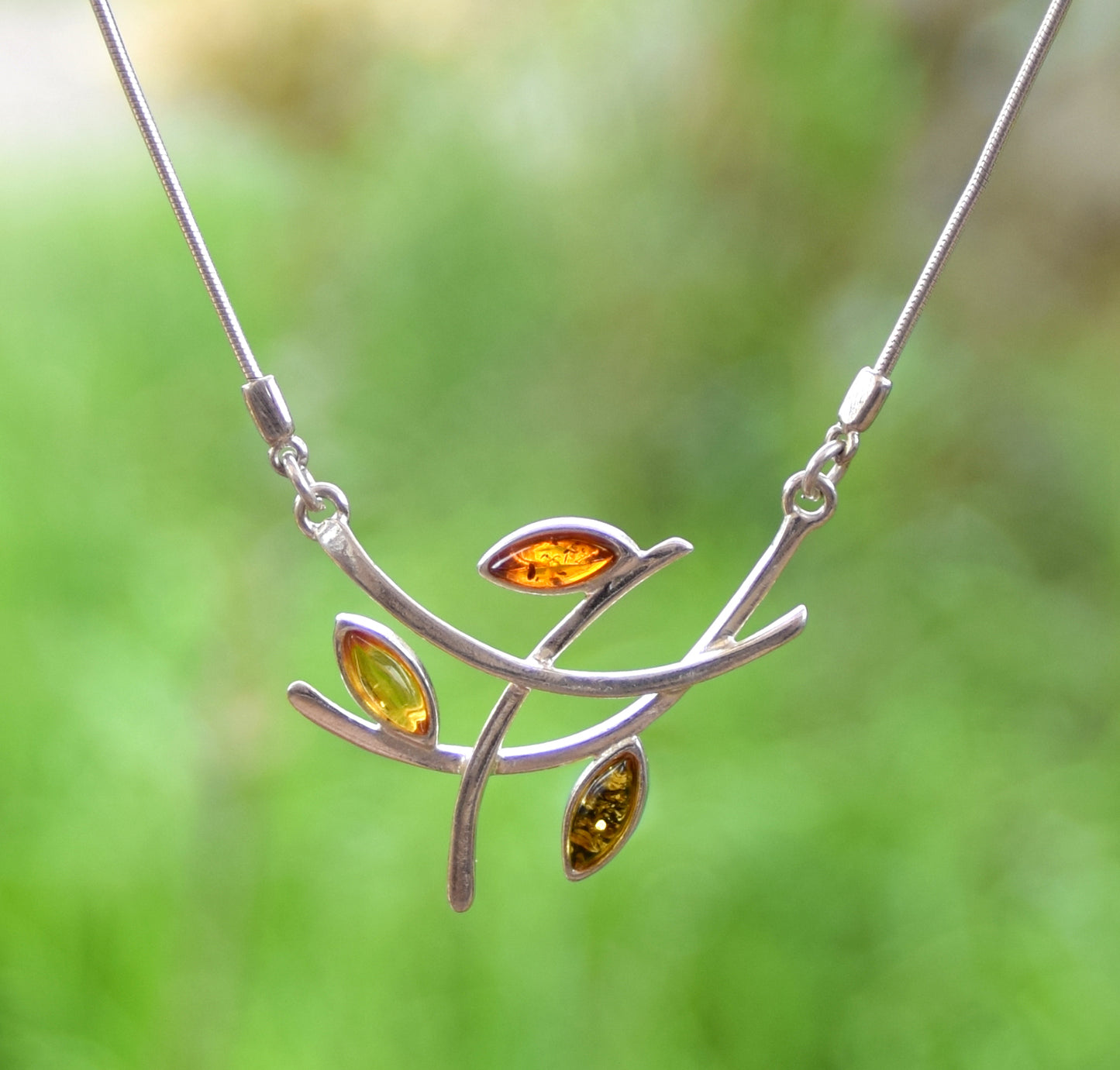 MJ Baltica, necklace, choker, natural Baltic amber, 925 silver, BKo027