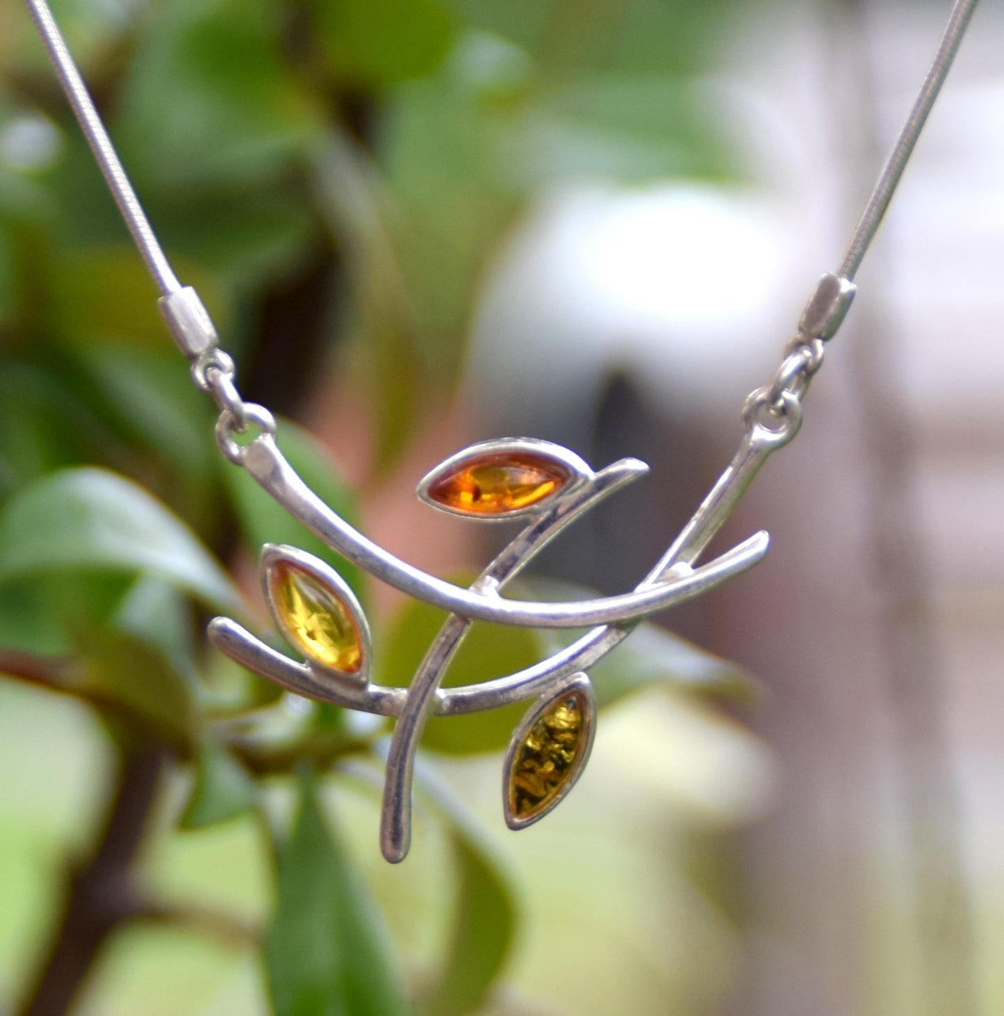 MJ Baltica, necklace, choker, natural Baltic amber, 925 silver, BKo027