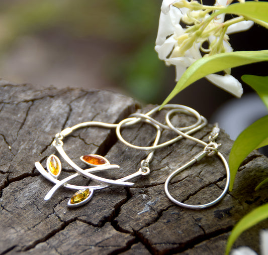 Elegant choker necklace made of natural Amber in various shades and 925 Silver, MJ Baltica, BKo027