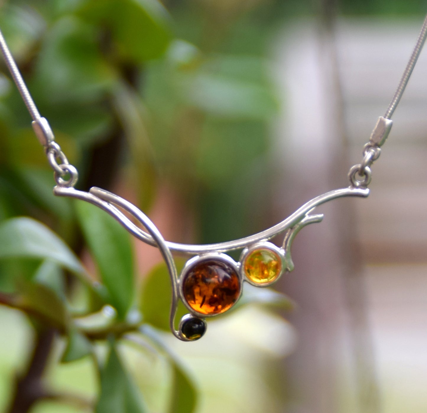 MJ Baltica, necklace, choker, natural Baltic amber, 925 silver, BKo055