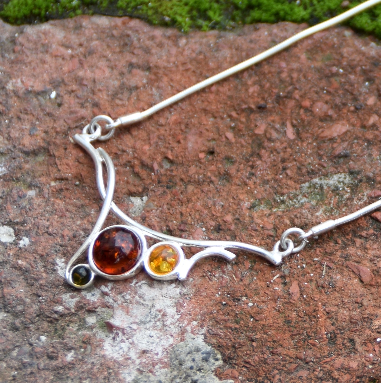 MJ Baltica, necklace, choker, natural Baltic amber, 925 silver, BKo055