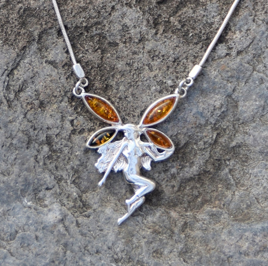 MJ Baltica, collana, girocollo, Ambra naturale Baltica, Argento 925, fata, romantica, BKo057