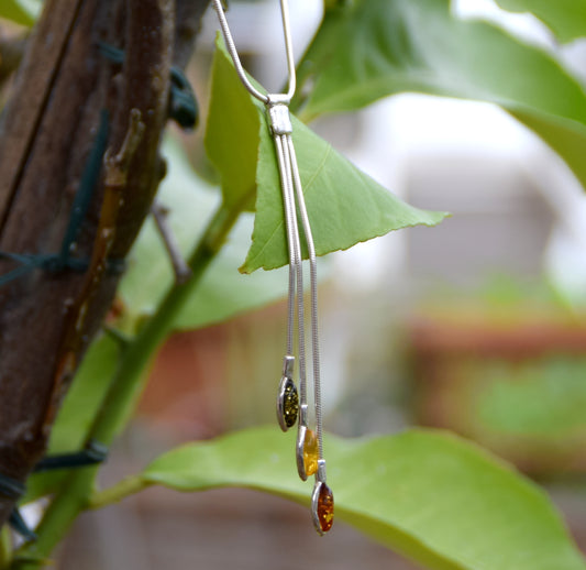 MJ Baltica, collana, girocollo, Argento 925, Ambra naturale Baltica, femminile, elegante, unica, BKo058