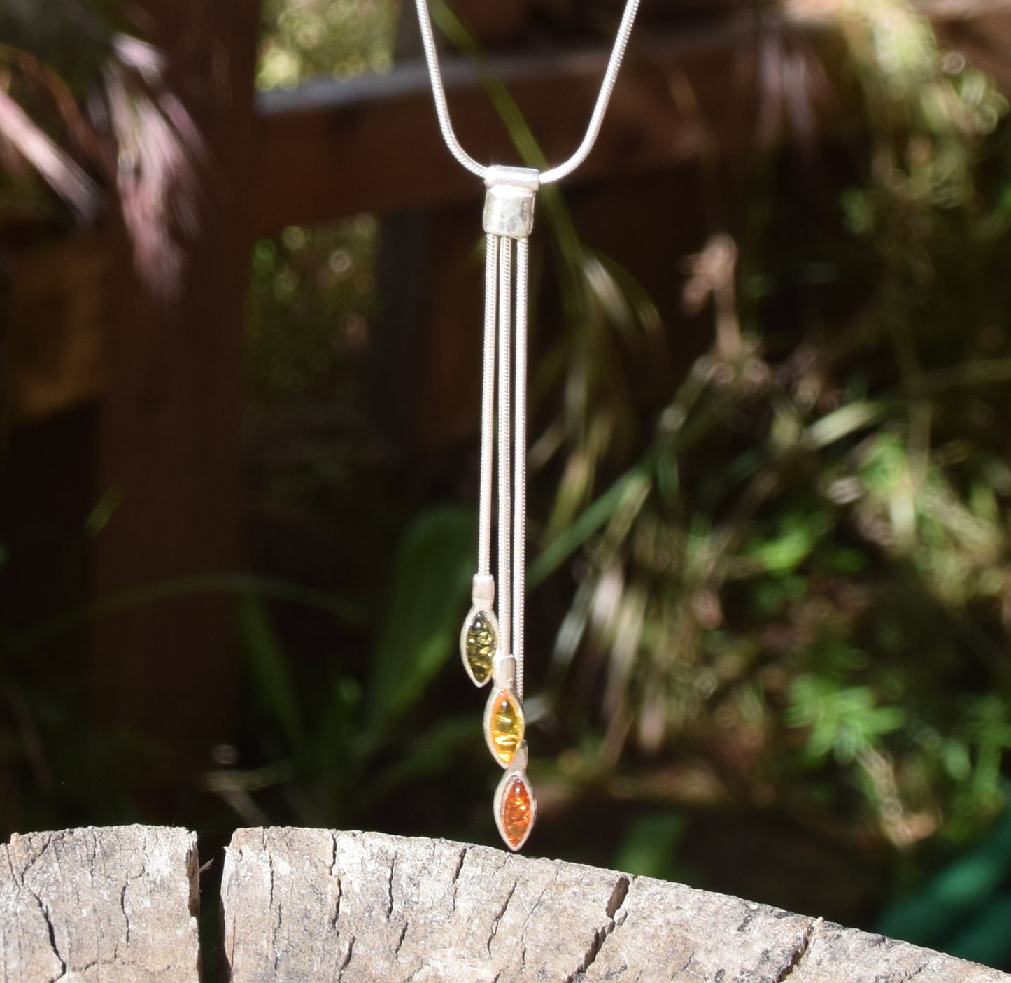 Elegant choker necklace crafted in 925 Sterling Silver and natural Baltic Amber of various shades, MJ Baltica, BKo058