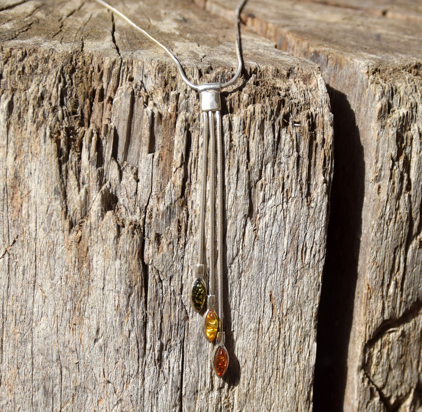 Elegant choker necklace crafted in 925 Sterling Silver and natural Baltic Amber of various shades, MJ Baltica, BKo058