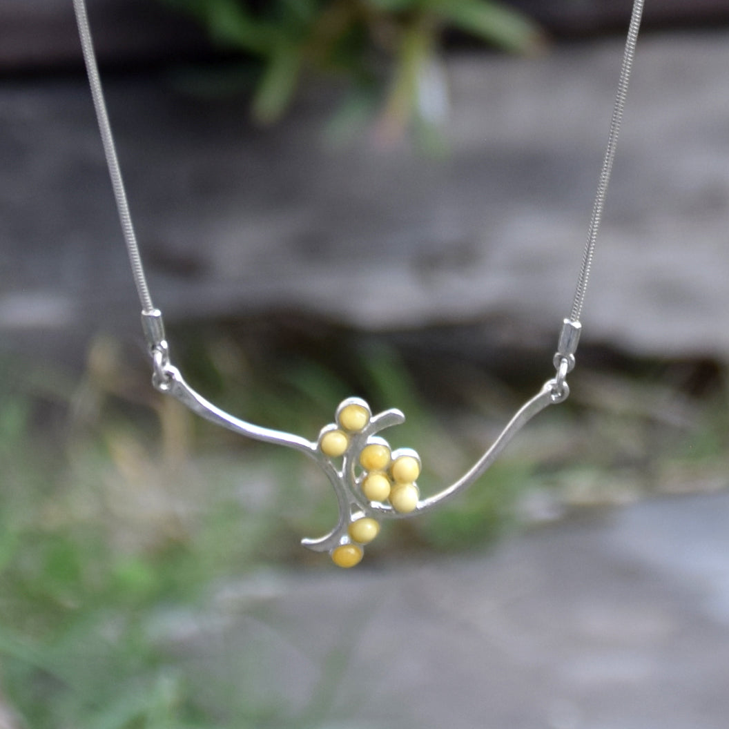 MJ Baltica, necklace, choker, natural Baltic amber, 925 silver, clusters, multicolored, elegant, BKo041