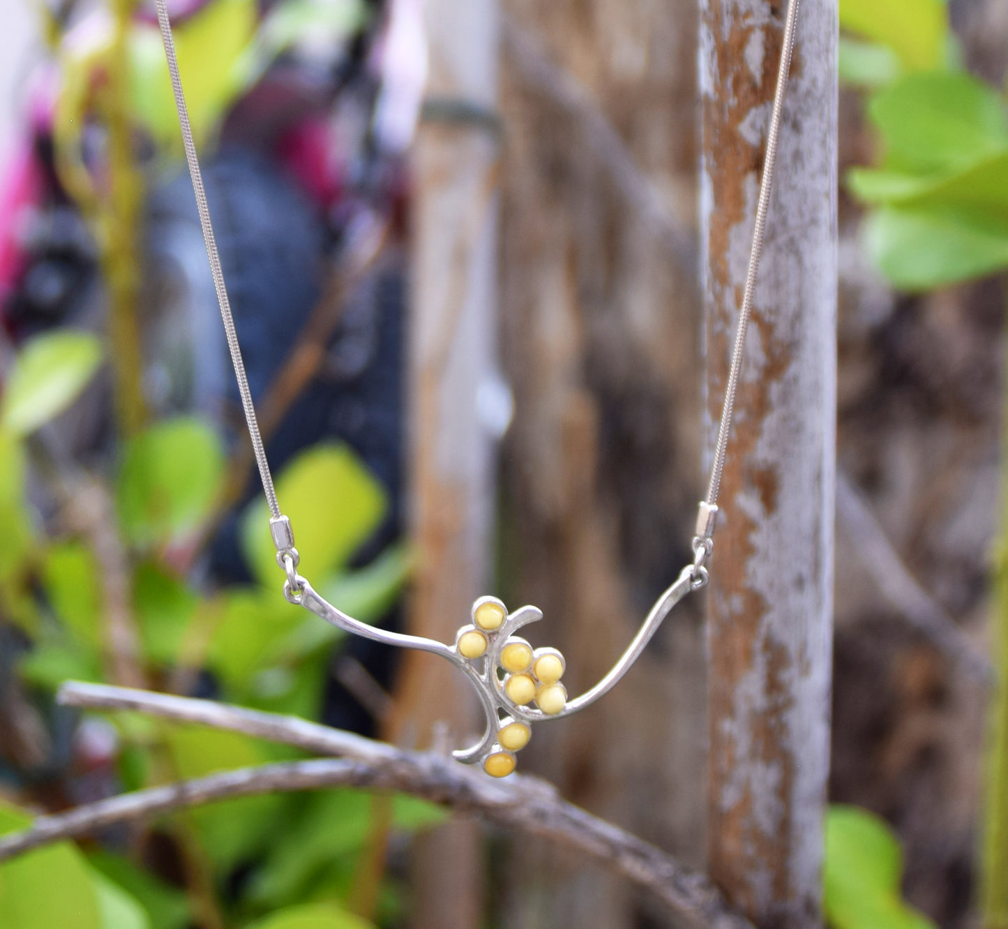 MJ Baltica, necklace, choker, natural Baltic amber, 925 silver, clusters, multicolored, elegant, BKo041