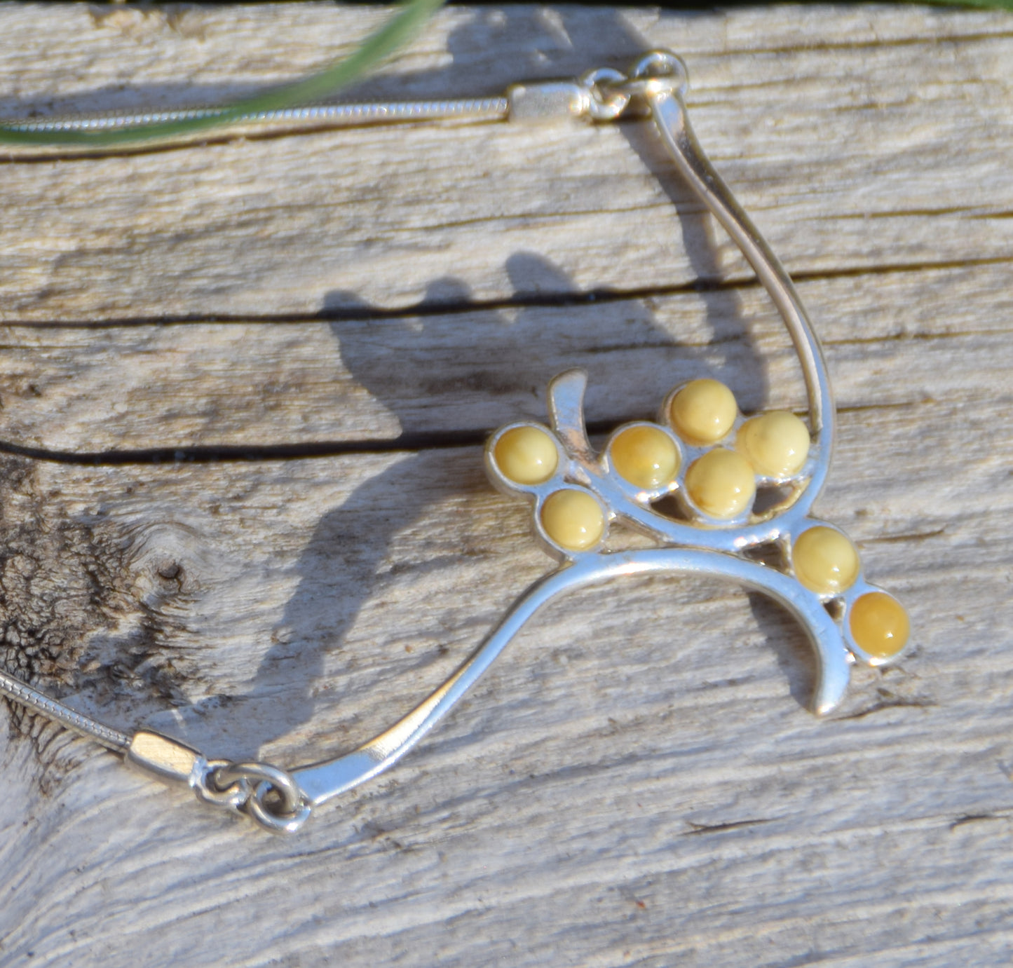 MJ Baltica, necklace, choker, natural Baltic amber, 925 silver, clusters, multicolored, elegant, BKo041