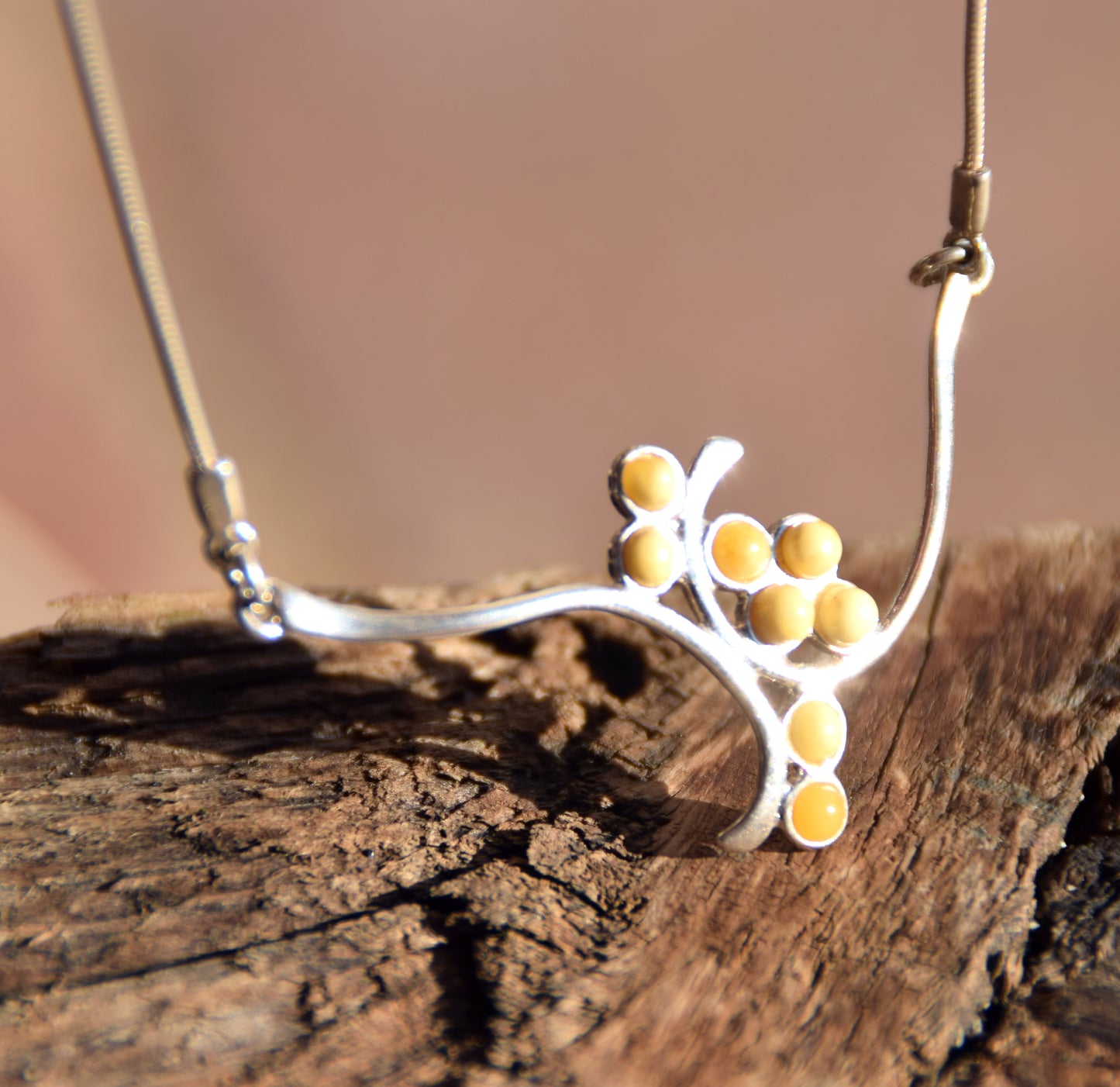 MJ Baltica, necklace, choker, natural Baltic amber, 925 silver, clusters, multicolored, elegant, BKo041
