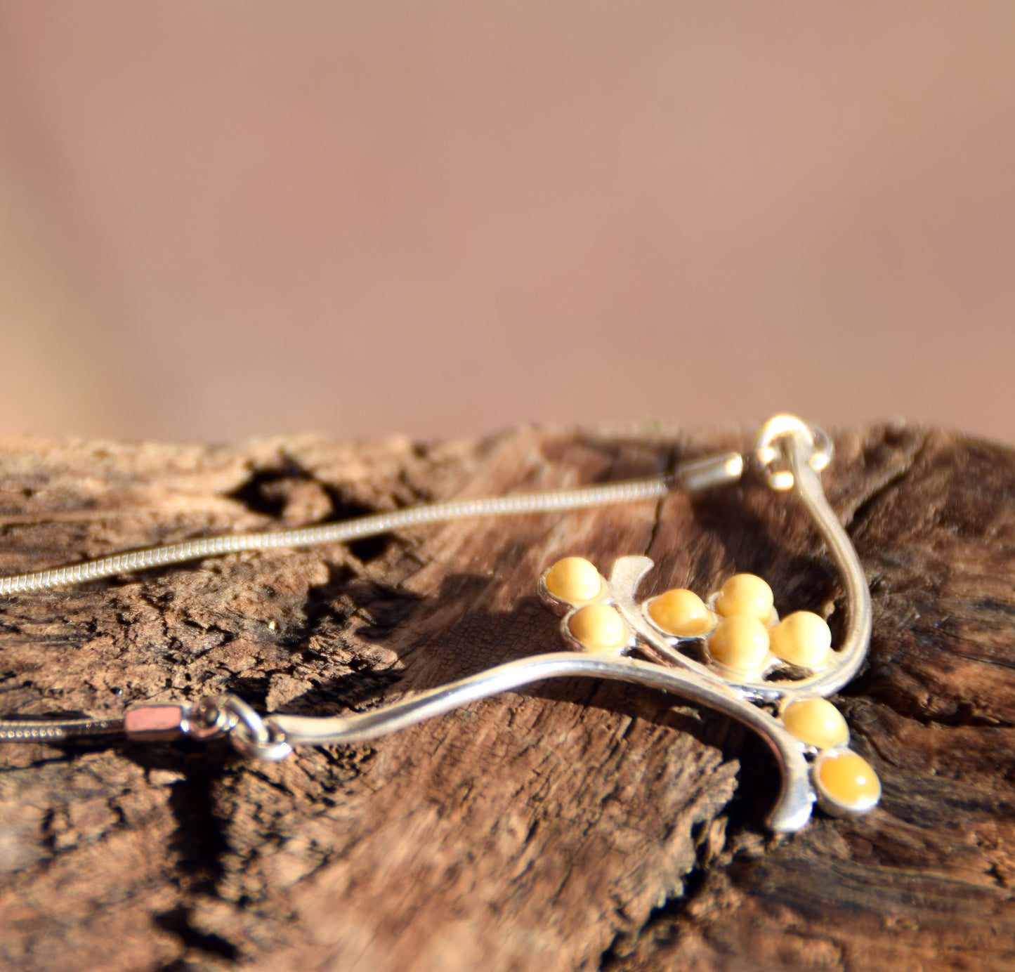 MJ Baltica, necklace, choker, natural Baltic amber, 925 silver, clusters, multicolored, elegant, BKo041