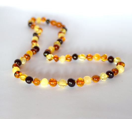 MJ Baltica, necklace, natural Baltic amber, elegant, unisex, multicolored, sphere, BKoBB039