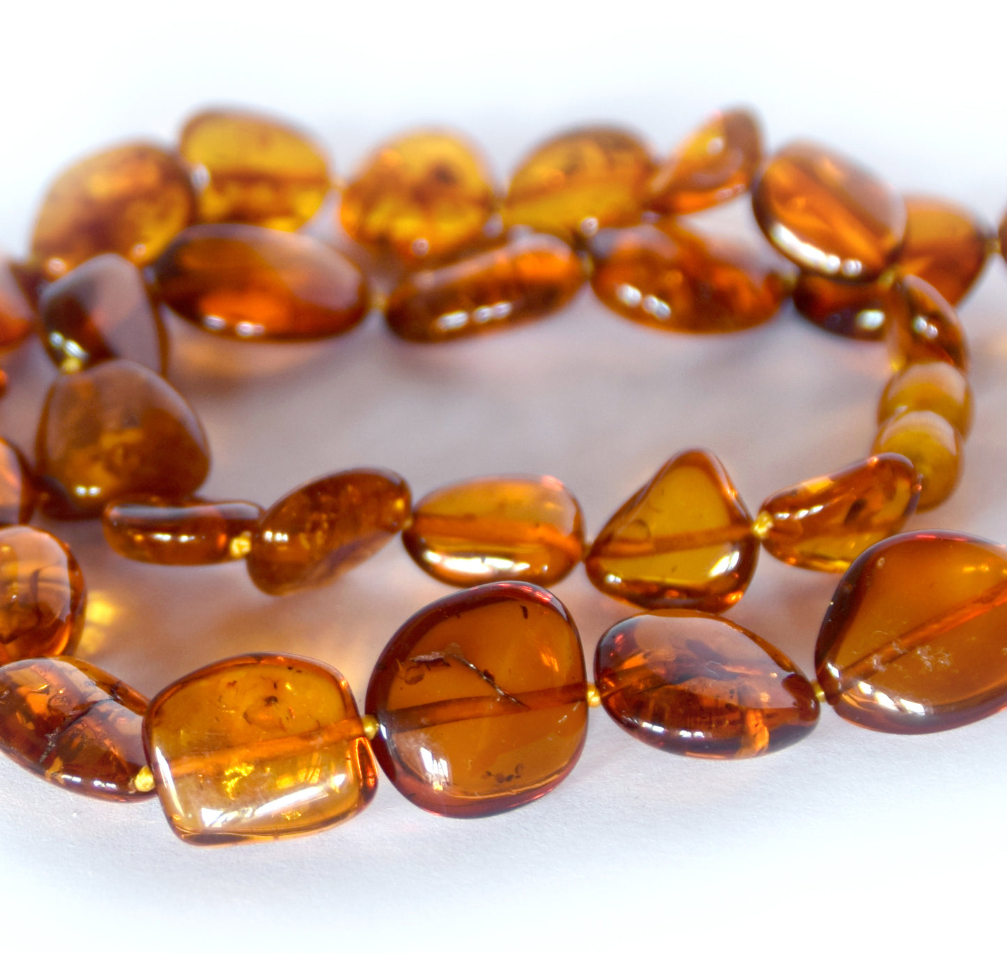 MJ Baltica, necklace, natural Baltic amber, elegant, oval, cognac, luminous, BKoBB043