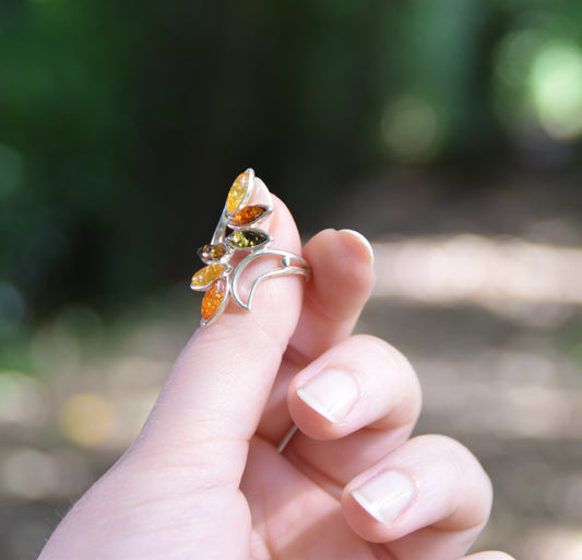 MJ Baltica, ring, natural Baltic Amber, 925 Silver, gorgeous, high, fine, handcrafted BP003