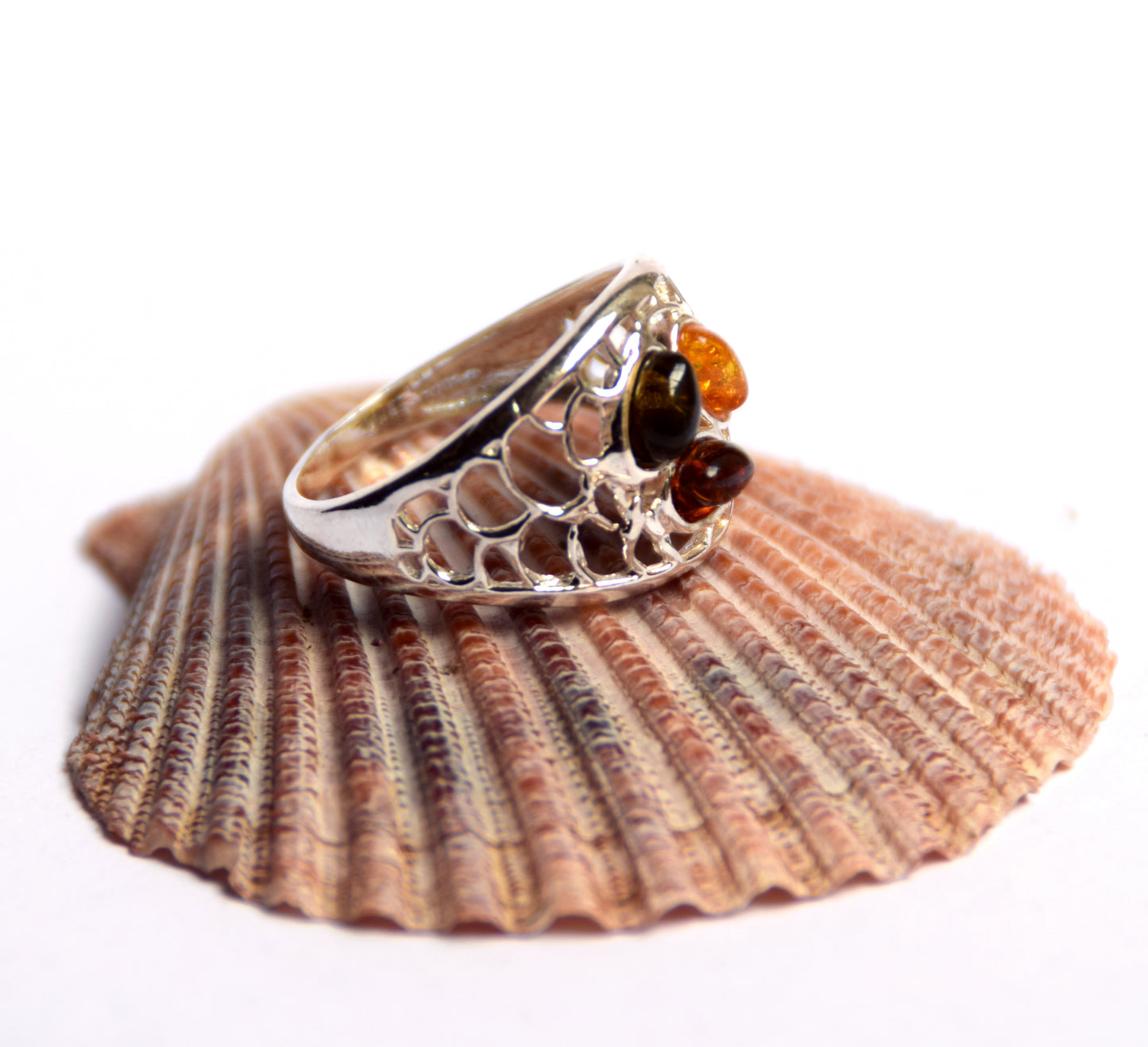 MJ Baltica, ring, natural Baltic amber, 925 silver, band, modern, BP017