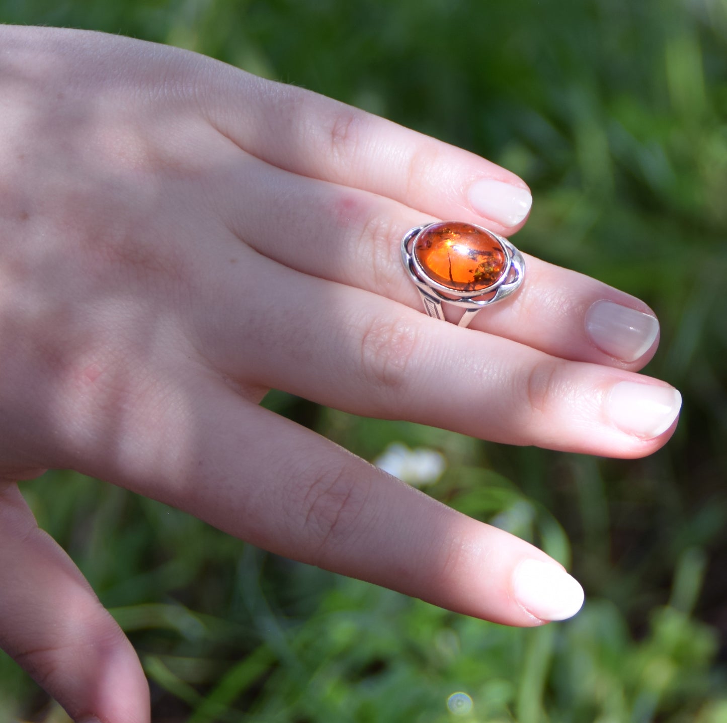 MJ Baltica, ring, natural Baltic amber, 925 silver, vintage, BP019