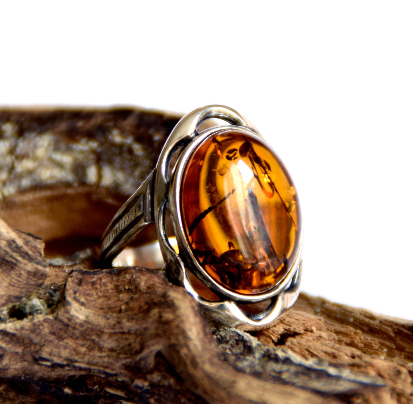 MJ Baltica, ring, natural Baltic amber, 925 silver, vintage, BP019