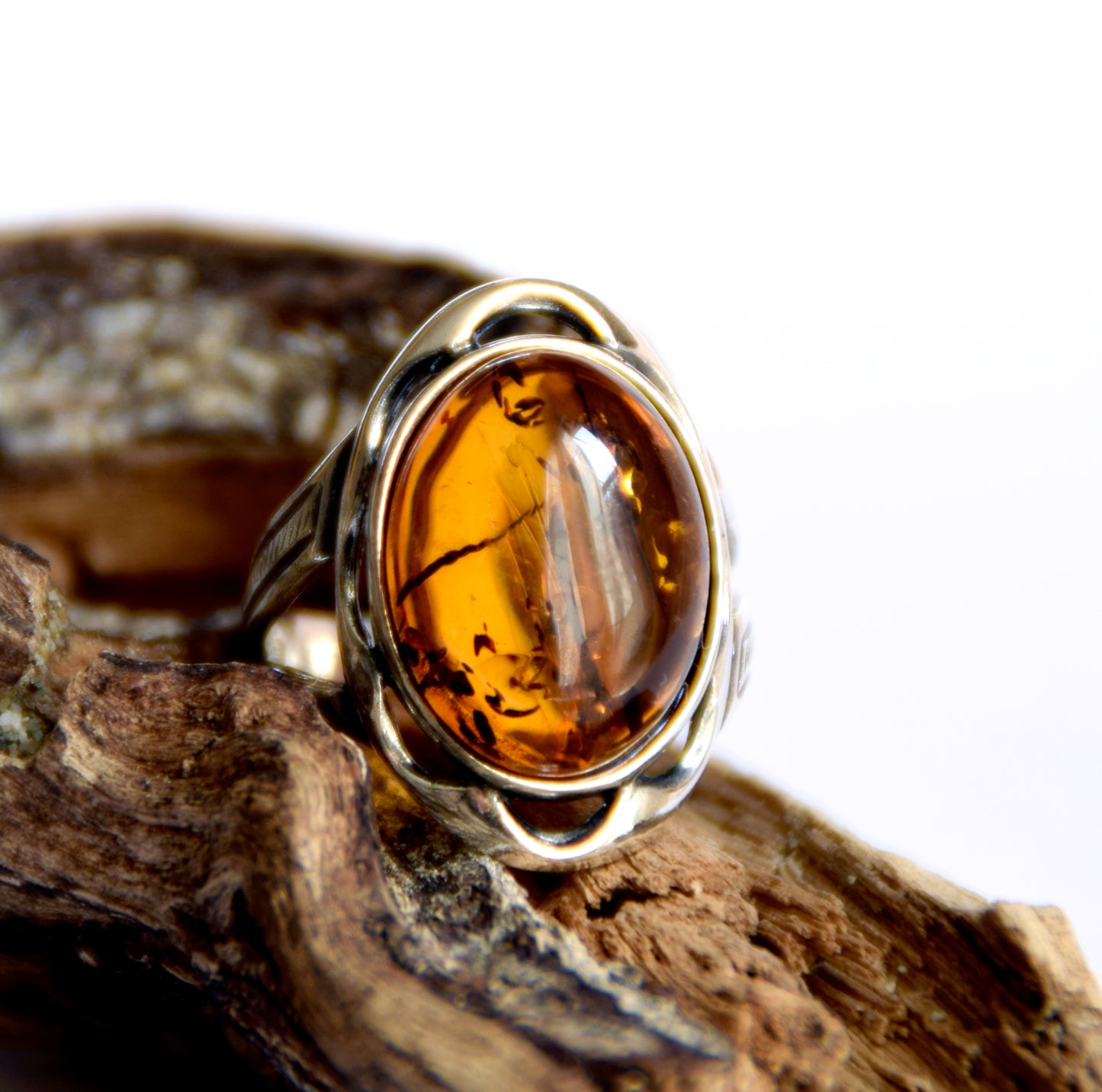 MJ Baltica, ring, natural Baltic amber, 925 silver, vintage, BP019