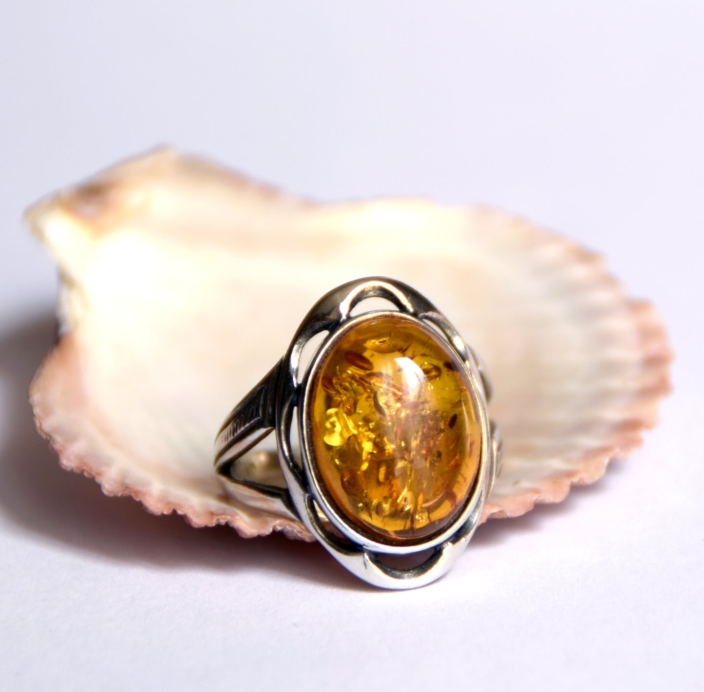 MJ Baltica, ring, natural Baltic amber, 925 silver, vintage, BP019