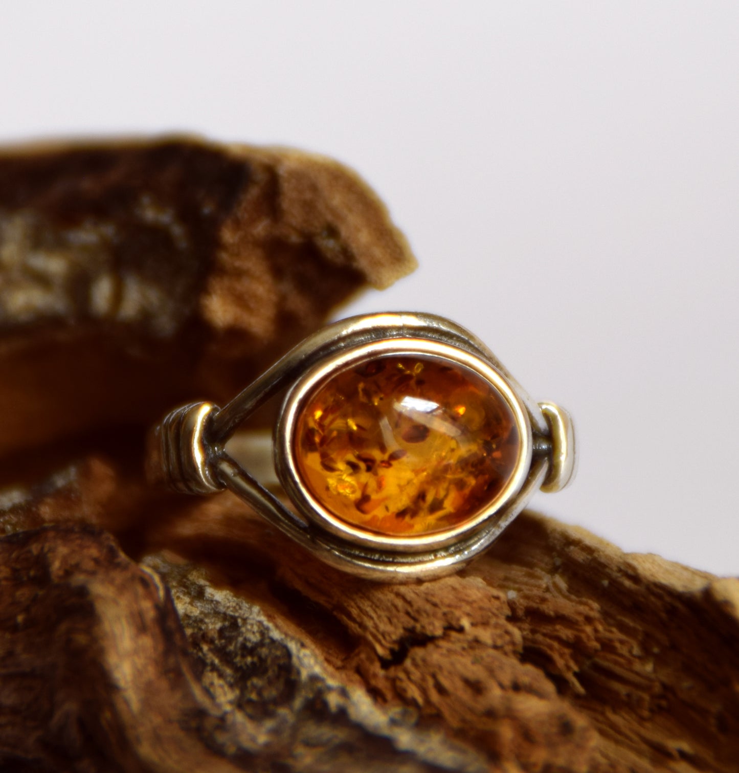 MJ Baltica, ring, natural Baltic amber, 925 silver, vintage style, band, BP022