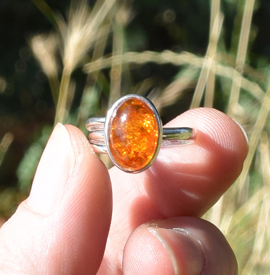 MJ Baltica, ring, natural Baltic amber, 925 silver, adjustable, BP026