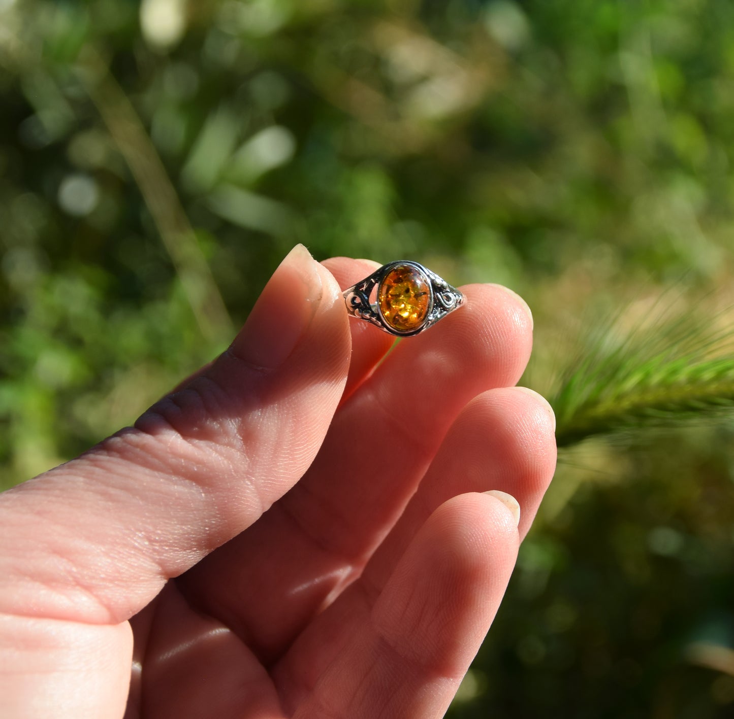 MJ Baltica, ring, natural Baltic amber, 925 silver, vintage, classic, BP051