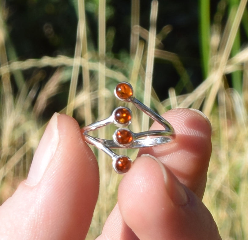 MJ Baltica, ring, natural Baltic amber, 925 silver, adjustable, BP055