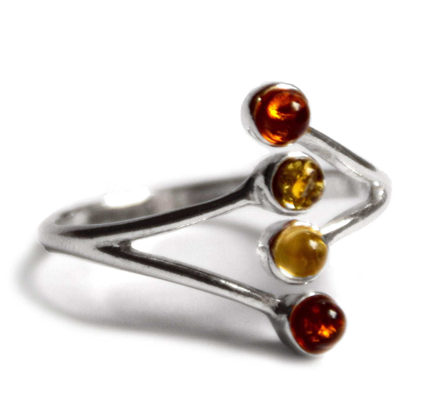 MJ Baltica, ring, natural Baltic amber, 925 silver, adjustable, multi color, BP056