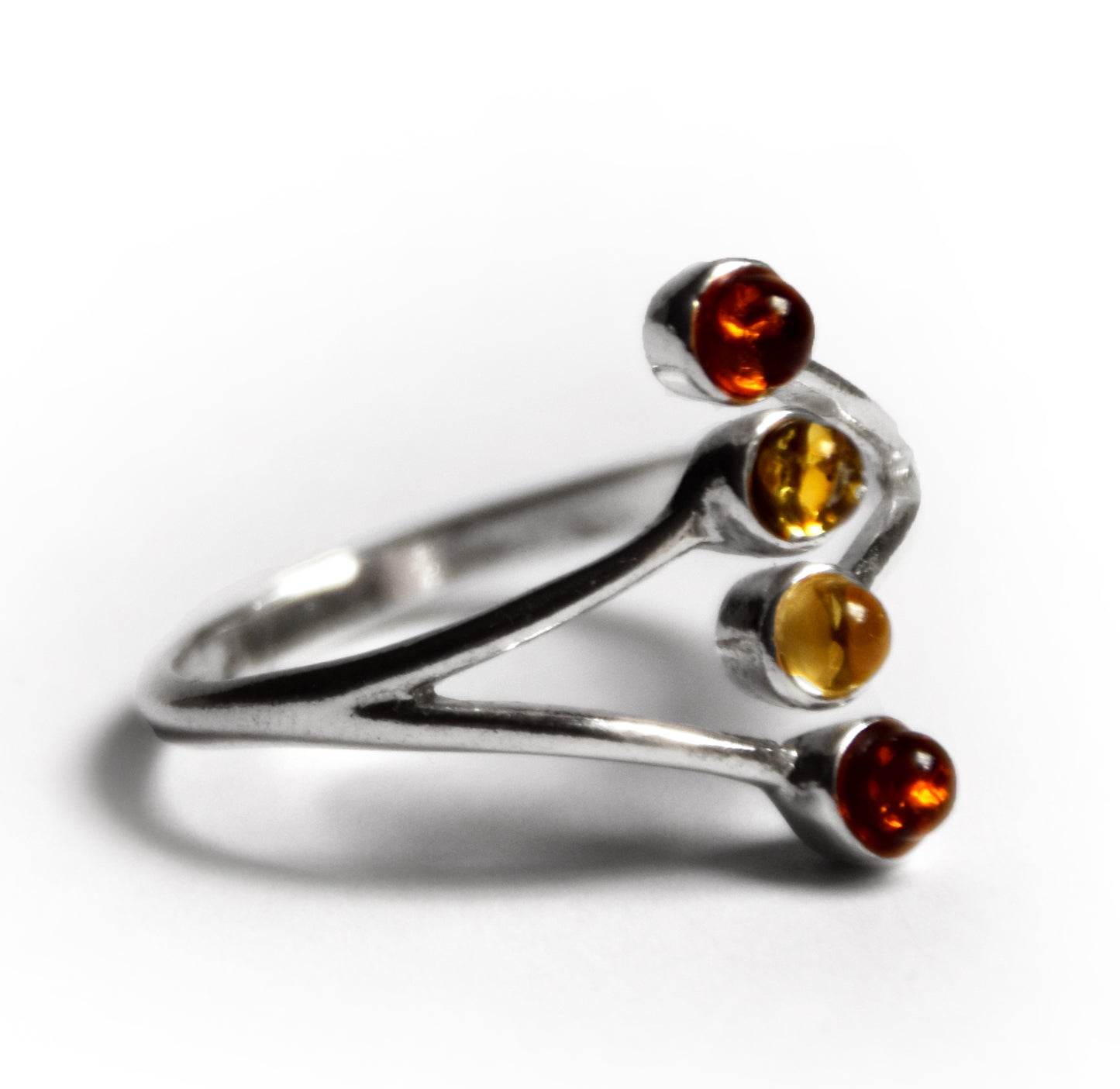 MJ Baltica, ring, natural Baltic amber, 925 silver, adjustable, multi color, BP056