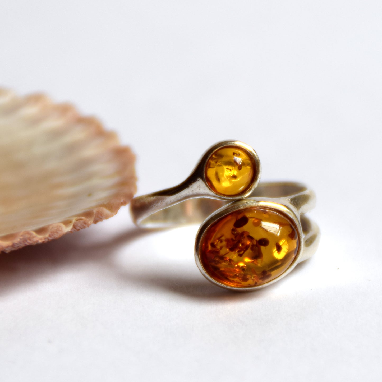 Anello regolabile con Ambra naturale Baltica e Argento 925, MJ Baltica, BP057